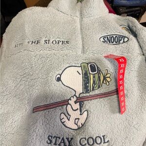 Snoopy Stay Cool Light Blue Sherpa Pullover Sweater